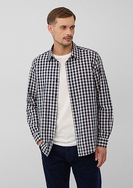 s.Oliver Langarmhemd Hemd Regular Fit: Kariertes Baumwoll-Hemd mit Kentkrag günstig online kaufen
