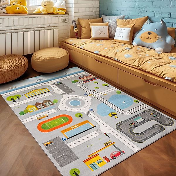 SIMPEX24 Teppich Spielstraße Design, Rechteckig, Höhe: günstig online kaufen