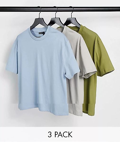 ASOS DESIGN – Locker geschnittene T-Shirts aus Bio-Baumwolle im 3er-Pack-Me günstig online kaufen