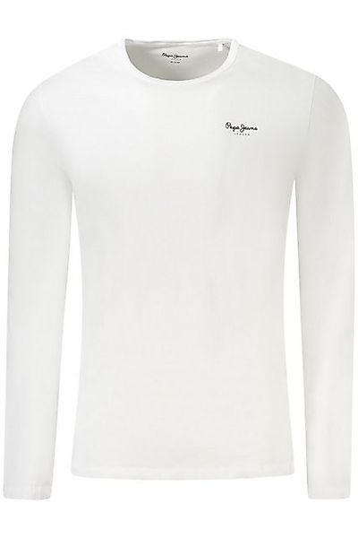 Pepe Jeans T-Shirt Weißes Herren Langarmshirt: Slim Fit, Logo-Print günstig online kaufen