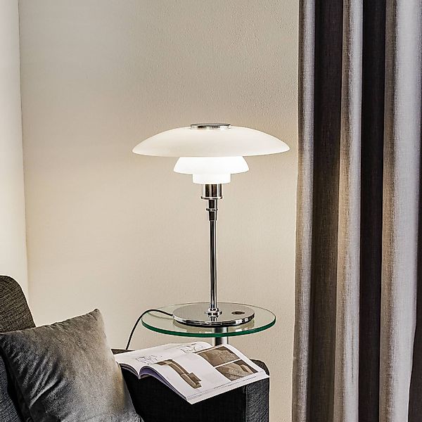 Louis Poulsen Tischleuchte PH 4 1/2-3 1/2, chrom/weiß, 55 cm günstig online kaufen