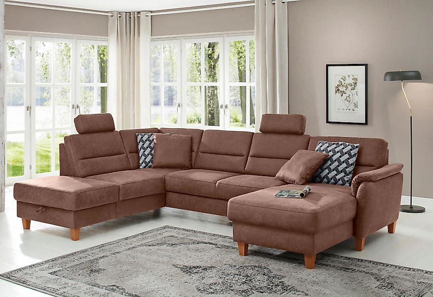 Home affaire Wohnlandschaft "Palmera U-Form, B: 308 cm" optional Bettfunkti günstig online kaufen