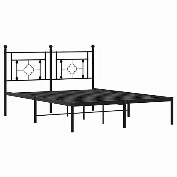 vidaXL Bettgestell Bettgestell mit Kopfteil Metall Schwarz 140x200 cm Bett günstig online kaufen