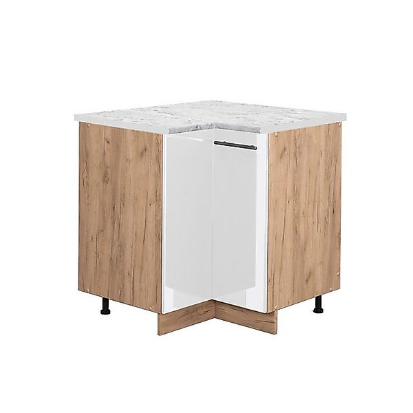 Vicco Eckunterschrank Fame-Line Weiß Hochglanz/Goldkraft Eiche 81 cm AP Mar günstig online kaufen
