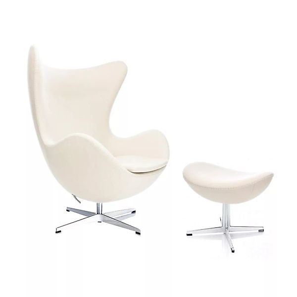 Fritz Hansen - Aktion Egg Chair/Das Ei™ Sessel + Hocker Stoff - weiß/Gestel günstig online kaufen
