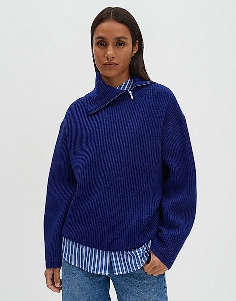 someday Strickpullover TARINI Oversized Troyer im Woll Mix oversized, Ripps günstig online kaufen