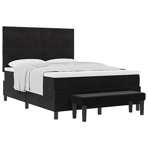 vidaXL Bett Boxspringbett mit Matratze & Bank Schwarz 160x200 cm Samt (2-tl günstig online kaufen