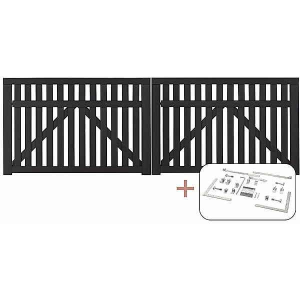 Doppeltor Country Nadelholz Schwarz 300 cm x 98 cm günstig online kaufen