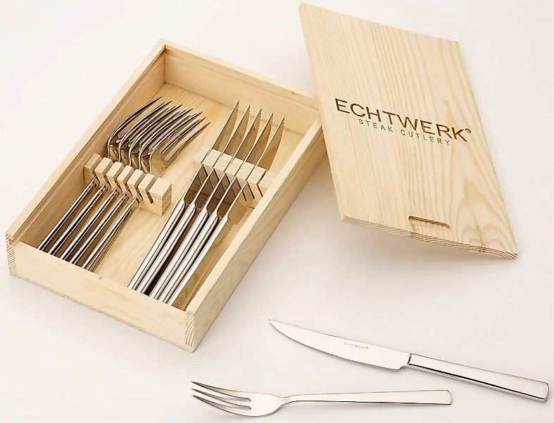 ECHTWERK Steakbesteck "Sarre" Pizzabesteck, Grillbesteck, Holzkassette günstig online kaufen