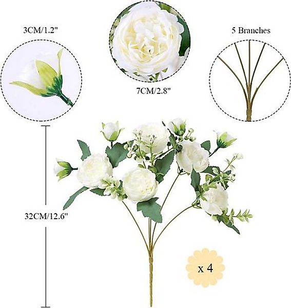 Kunstblumenstrauß Pfingstrose Künstliche Blumen Weiße Blumen günstig online kaufen