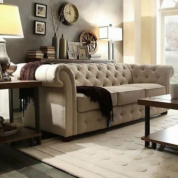 JVmoebel Sofa Chesterfield Design Luxus Polster Sofa Couch Textil, Made in günstig online kaufen