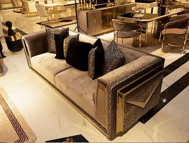 JVmoebel 3-Sitzer Couch mit Metall Edelstahl Sofa Couchen Dreisitzer Sofa P günstig online kaufen