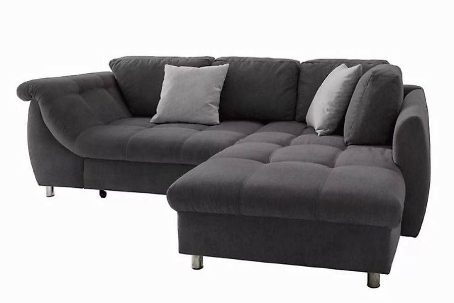 luma-home Ecksofa 17007, Ottomane rechts, Bettfunktion, Wellenunterfederung günstig online kaufen