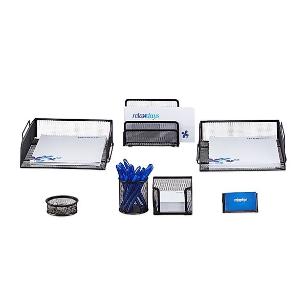 relaxdays Schreibtischaufsatz Schreibtisch Organizer Set, 7-teilig, günstig online kaufen
