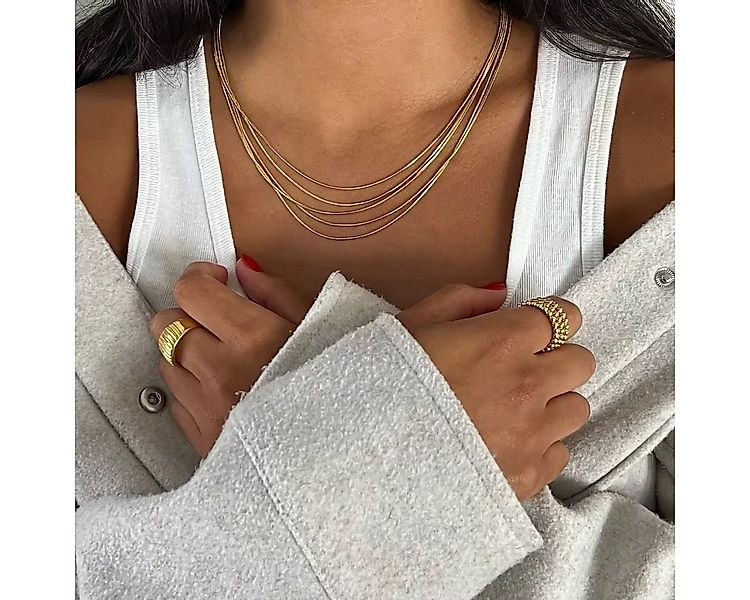 ROUGEMONT Kette ohne Anhänger Moderne Layering Kette aus Edelstahl Wasserfe günstig online kaufen