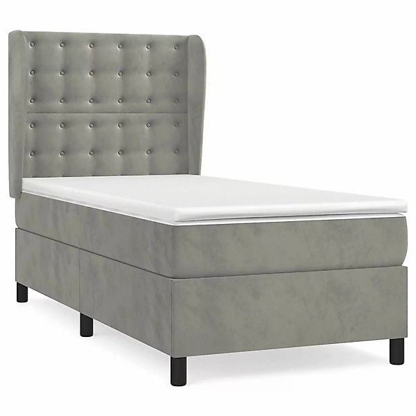 vidaXL Boxspringbett mit Matratze Hellgrau 100x200 cm Samt1400361 günstig online kaufen