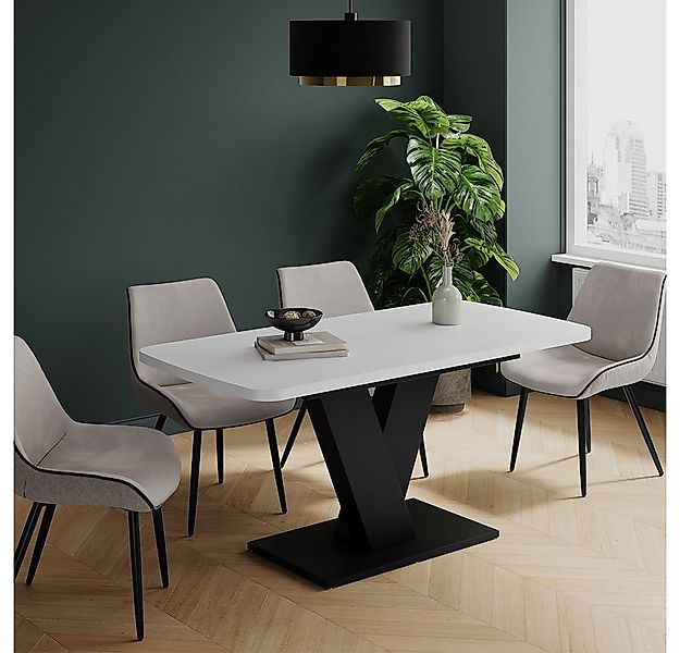 Vicco Esstisch Fenaro, Weiß/Schwarz/Schwarz, 120 x 80 cm ausziehbar (1-St) günstig online kaufen