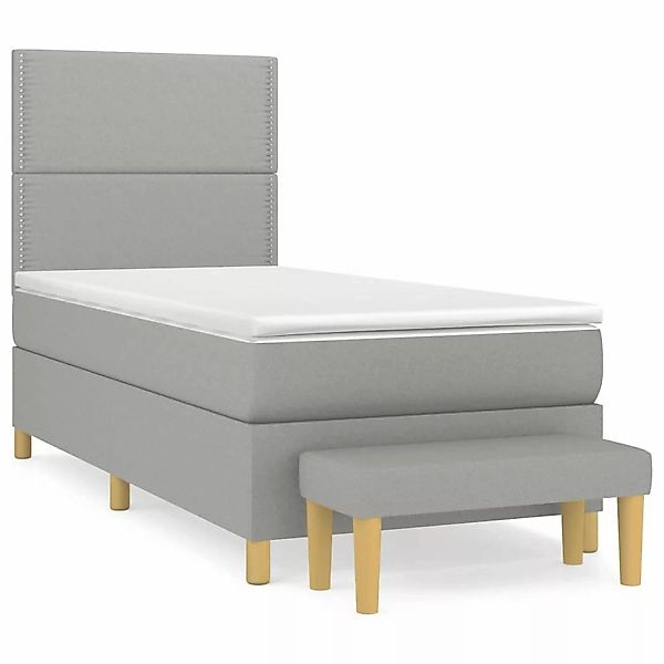 Vidaxl Boxspringbett Mit Matratze Hellgrau 90x200 Cm Stoff günstig online kaufen