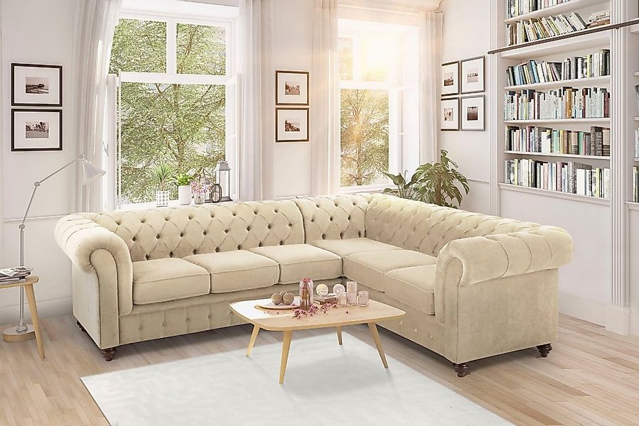 Home affaire Chesterfield-Sofa Duc Ecksofa L-Form, hochwertige Knopfheftung günstig online kaufen