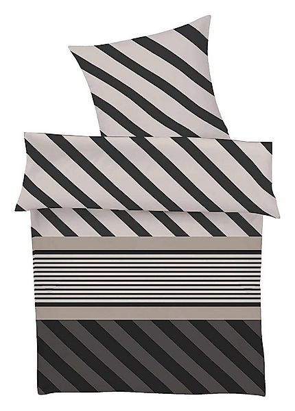 Bettwäsche BUGATTI, 135 x 200 cm, Schwarz, Grau, Baumwolle, 2 teilig, mit R günstig online kaufen