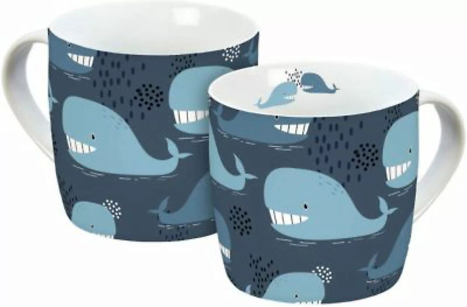Infinite "Kaffeebecher ""Wale"", 300ml" blau/weiß günstig online kaufen