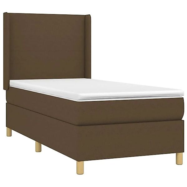 vidaXL Boxspringbett mit Matratze & LED Dunkelbraun 90x190 cm Stoff 3138680 günstig online kaufen