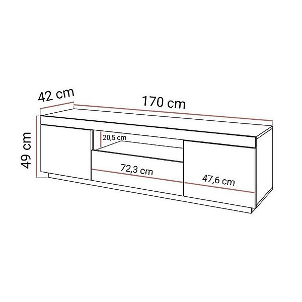 ALLHOUSE24 TV-Schrank WIXI - Wotan Eiche - Front-Weiß oder Schwarz TV-Board günstig online kaufen