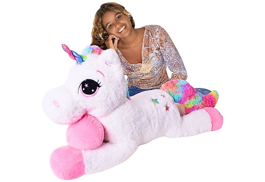 TE-Trend Kuscheltier Einhorn 110 cm XXL Plüschtier Stofftier Unicorn, mit R günstig online kaufen