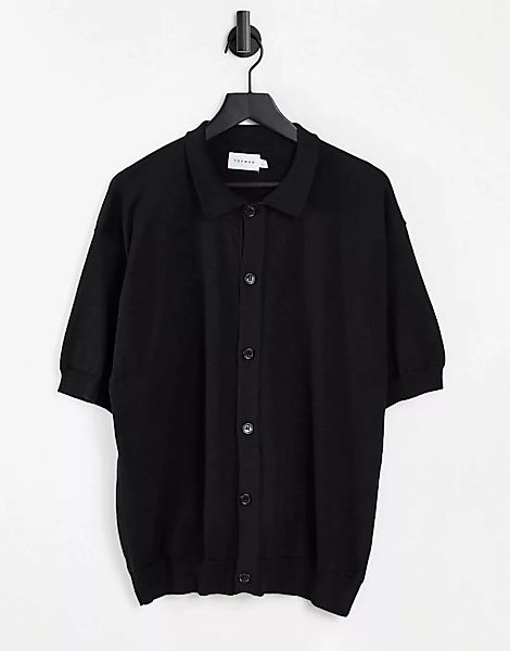 Topman – Kastige Hemdjacke aus Strick in Schwarz günstig online kaufen
