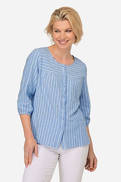 Laurasøn Tunika Bluse Leinenmix Streifen Rundhals günstig online kaufen