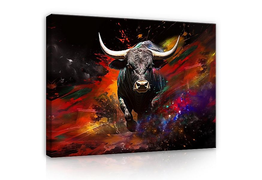Wallarena Leinwandbild Stier Tiere Gemalt Wohnzimmer Schlafzimmer XXL Wandb günstig online kaufen