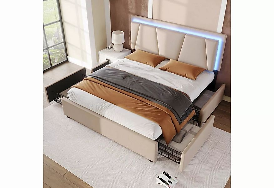 BlingBin Einzelbett Polsterbett Stauraumbett (1-tlg., mit LED-Beleuchtung, günstig online kaufen