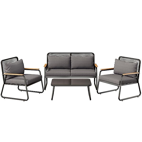 Garten-Lounge-Set für 4 Personen, mit Doppelsofa, 2 Einzelsofas und 1 Couch günstig online kaufen