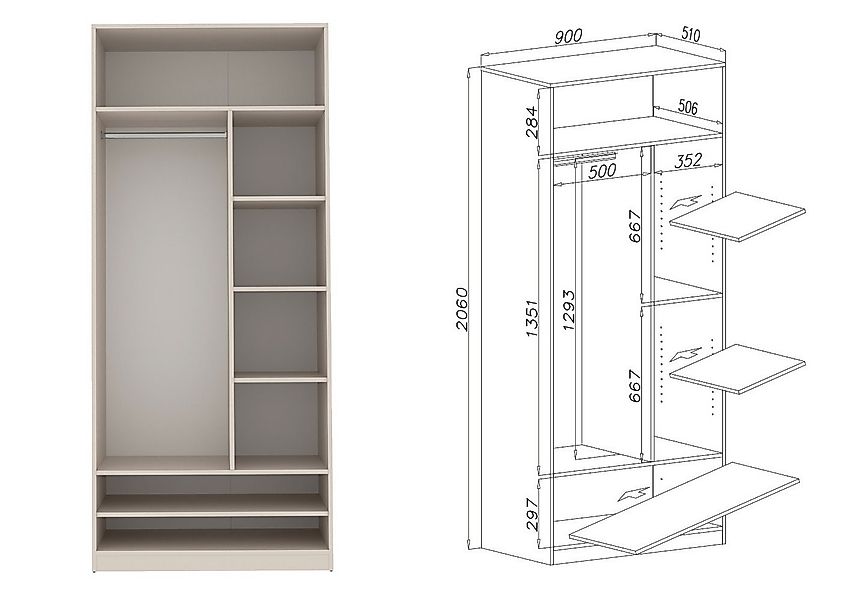 Marmex Möbel Garderobenschrank TRES SET E offener Kleiderschrank 2 Kleiders günstig online kaufen