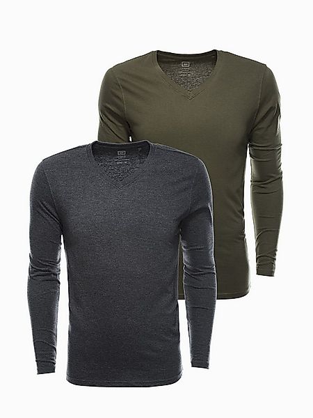 OMBRE Longsleeve Langarmshirt-Set mit V-Ausschnitt (2 Stück) günstig online kaufen