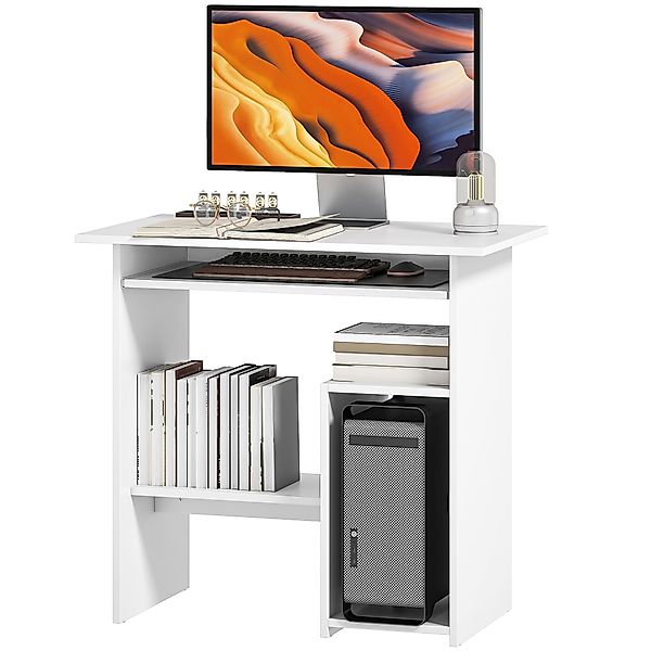 HOMCOM Schreibtisch, 80 x 45 cm, Computertisch, Bürotisch mit Tastaturablag günstig online kaufen