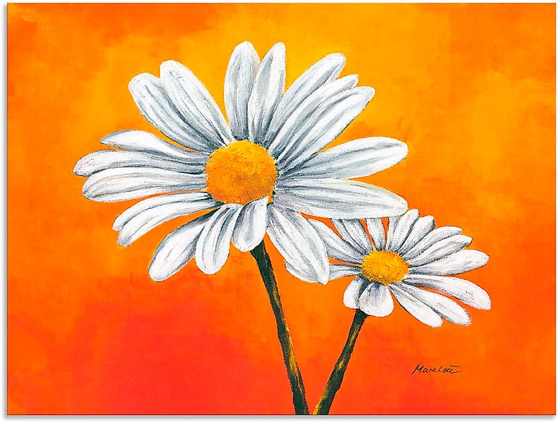 Artland Wandbild "Margeriten auf Orange", Blumen, (1 St.), als Alubild, Lei günstig online kaufen