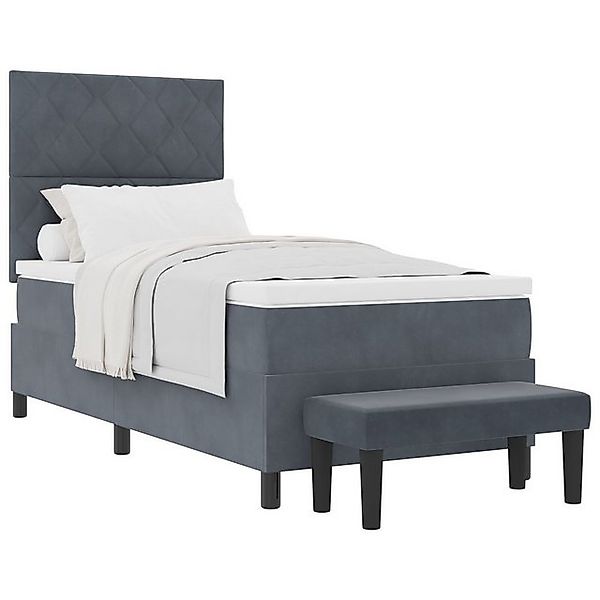 vidaXL Bett Boxspringbett mit Matratze & Bank Dunkelgrau 100x200 cm Velvet günstig online kaufen