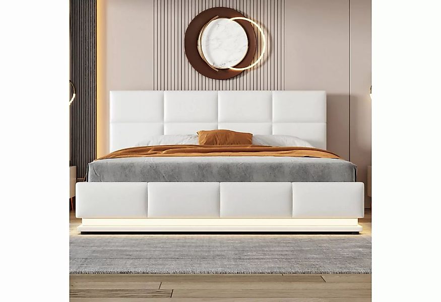 HAUSS SPLOE Polsterbett 160 x 200 cm mit LED Doppelbett mit hydraulischem S günstig online kaufen