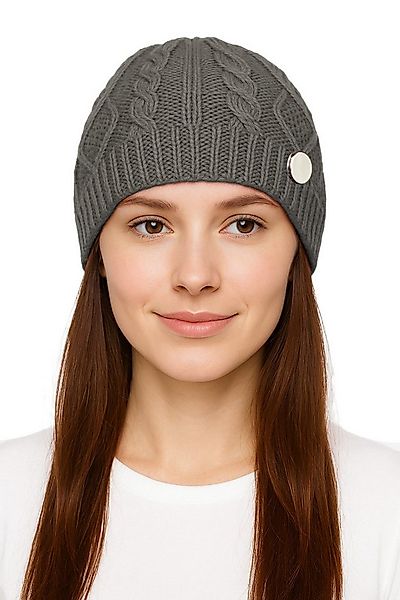 dy_mode Strickmütze Damen Strickbeanie mit Zopfmuster & Deko-Knopf leicht W günstig online kaufen