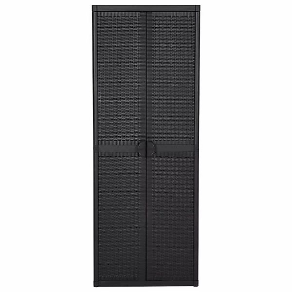 Gartenschrank Schwarz 65x45x172 Cm Pp Rattan günstig online kaufen