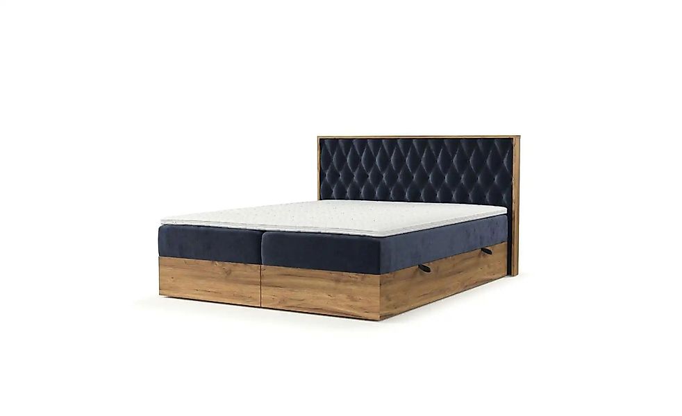 Boxspringbett mit Stauraum   ¦ blau ¦ Maße (cm): B: 209 H: 105 Betten > Box günstig online kaufen