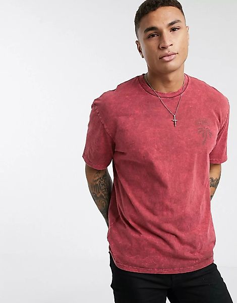 Topman – Rostrotes T-Shirt mit Tiger-Aufdruck-Braun günstig online kaufen