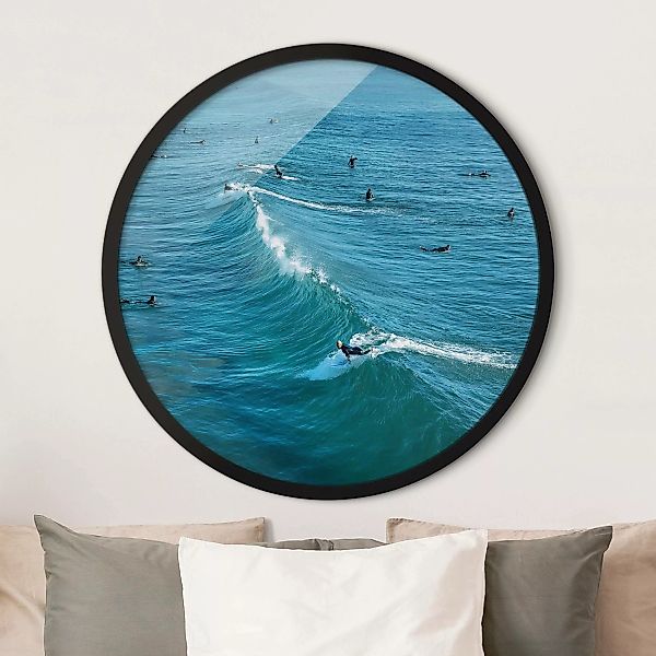 Rundes Gerahmtes Bild Surfer am Huntington Beach günstig online kaufen