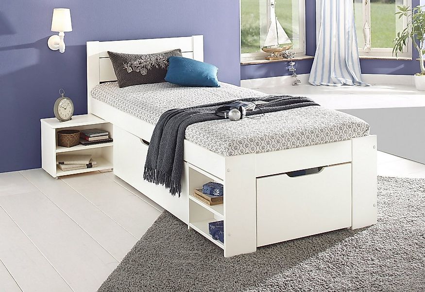 OTTO home Massivholzbett ""HANNES " mit Schubladen und Regalen, Nachtschran günstig online kaufen