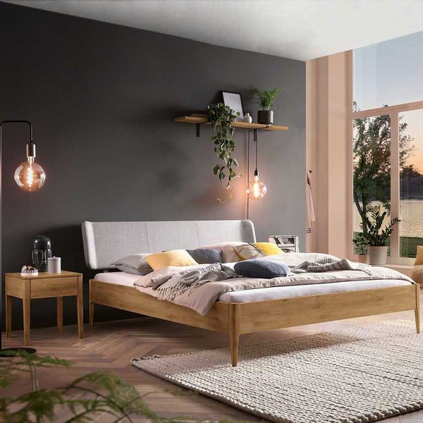 Bett Wildeiche geölt 140x200 in modernem Design 81 cm hoch günstig online kaufen