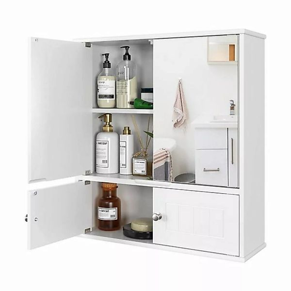 HOMECHO Badezimmerspiegelschrank Hängeschrank Weiß Badschrank mit Ablage günstig online kaufen