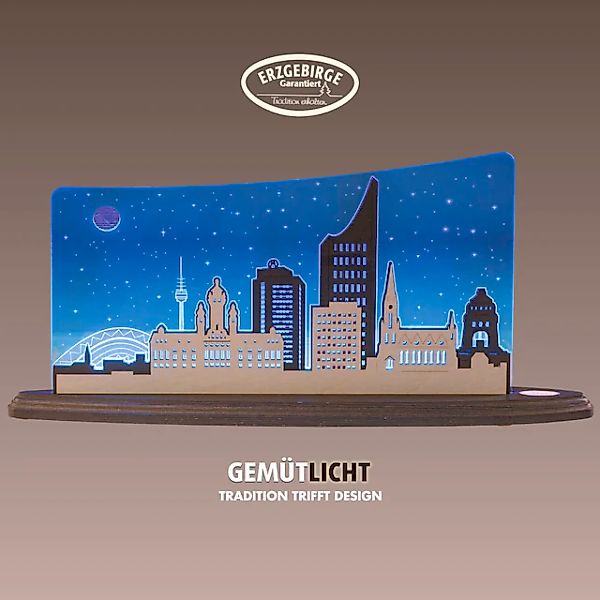 Weigla LED Dekolicht »Leipzig Panorama, Holz & Acrylglas, BLAU-GRAU-WEIẞ«, günstig online kaufen