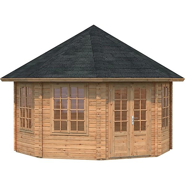 Palmako Holz-Pavillon Hanna Braun tauchgrundiert BxT: 421 cm x 421 cm günstig online kaufen