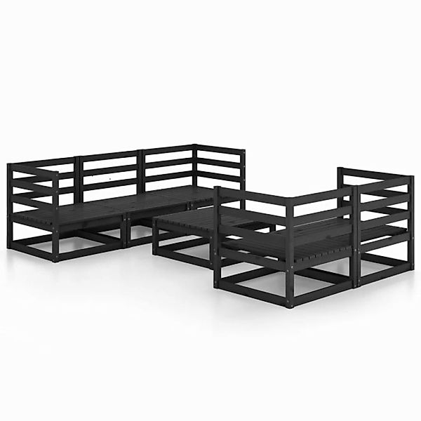 6-tlg. Garten-lounge-set Schwarz Massivholz Kiefer günstig online kaufen